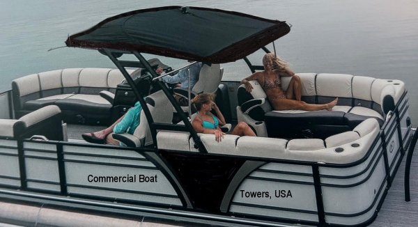 pontoon boat with after-market boat towers from Commercial Boat Towers in Liberty Hill, South Carolina